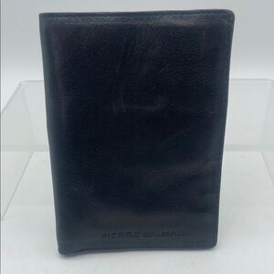 Pierre Balmain Leather Billfold Wallet Card Case Passport Case Organizer Black